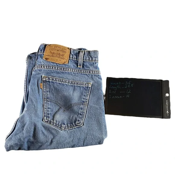 Vintage Levi’s 505 Orange Tab Medium Wash‎ Jean Shorts size 36 Distressed VTG - Picture 8 of 8